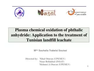 Plasma chemical oxidation of phthalic anhydride: Application to the treatment of Tunisian landfill leachate
