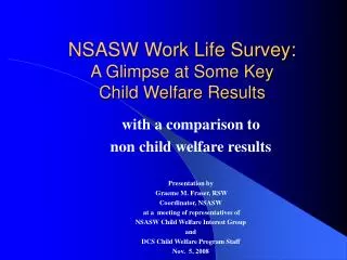 NSASW Work Life Survey: A Glimpse at Some Key Child Welfare Results