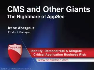 CMS and Other Giants The Nightmare of AppSec