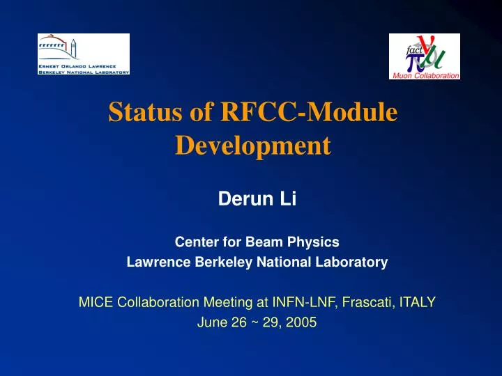 status of rfcc module development