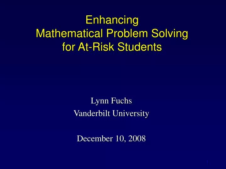 enhancing mathematical problem solving for at risk students