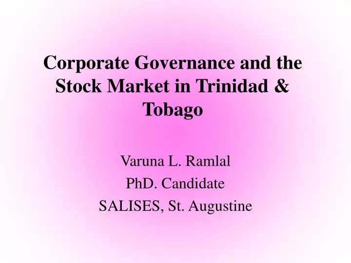 corporate governance and the stock market in trinidad tobago