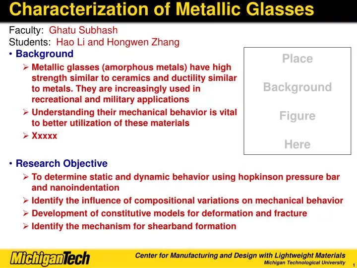 characterization of metallic glasses