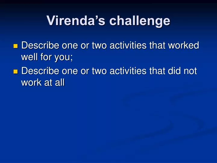 virenda s challenge