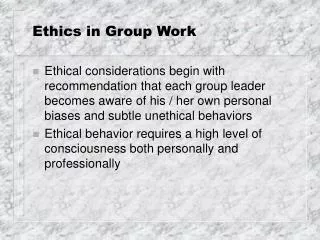 Ethics in Group Work