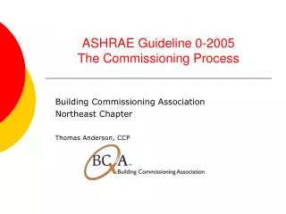 ASHRAE Guideline 0-2005 The Commissioning Process