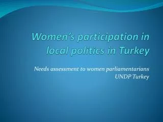 Women’s participation in local politics in Turkey