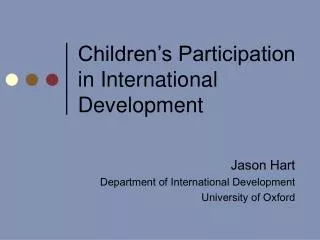Children’s Participation in International Development