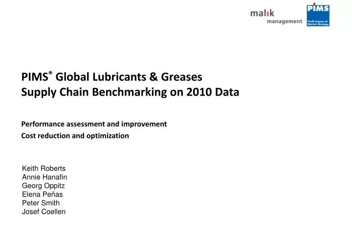 pims global lubricants greases supply chain benchmarking on 2010 data