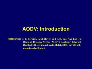 AODV: Introduction