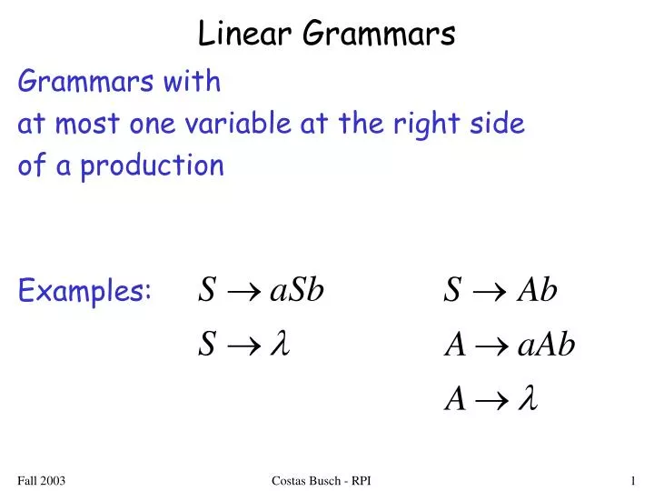 linear grammars