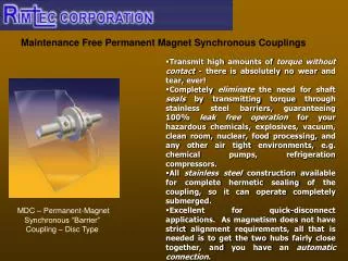 Maintenance Free Permanent Magnet Synchronous Couplings