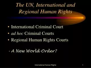 The UN, International and Regional Human Rights