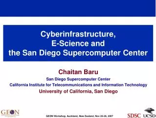 Cyberinfrastructure, E-Science and the San Diego Supercomputer Center