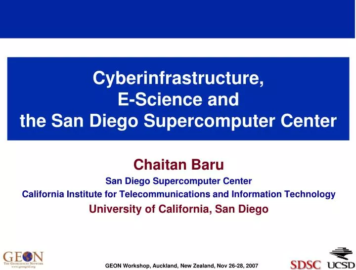 cyberinfrastructure e science and the san diego supercomputer center