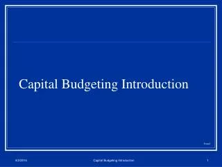 Capital Budgeting Introduction
