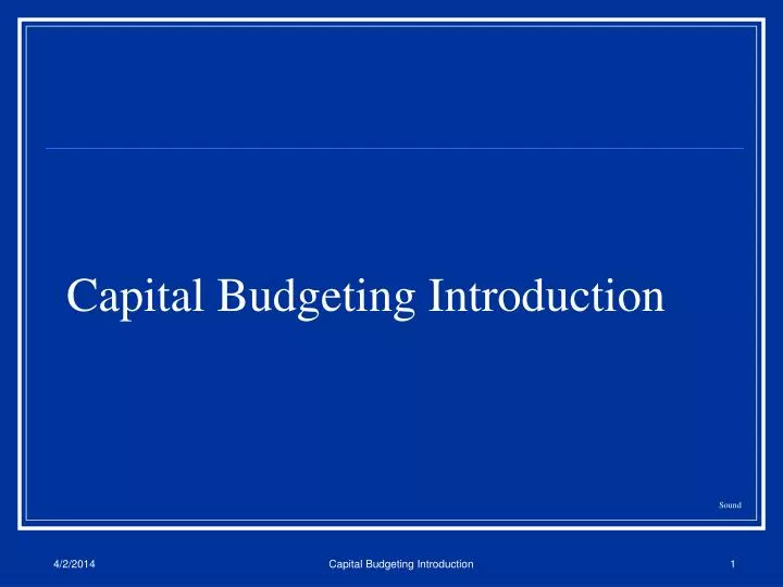 capital budgeting introduction