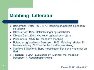 mobbing litteratur