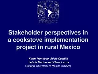 Stakeholder perspectives in a cookstove implementation project in rural Mexico