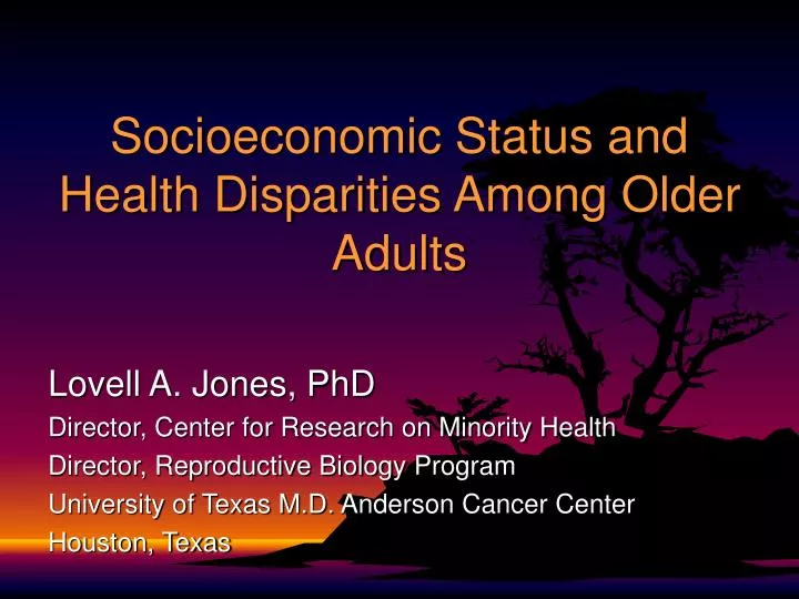 socioeconomic status and health disparities among older adults