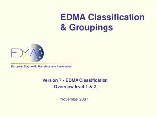 EDMA Classification &amp; Groupings