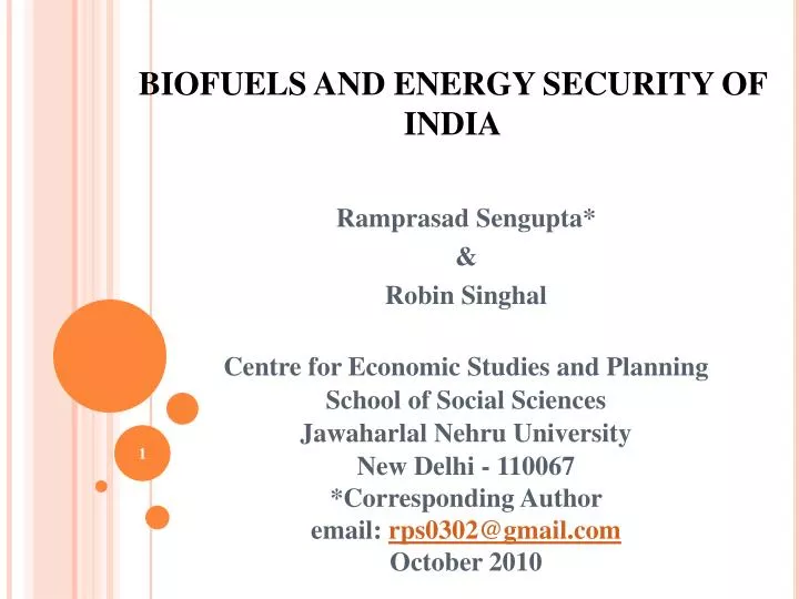 biofuels and energy security of india