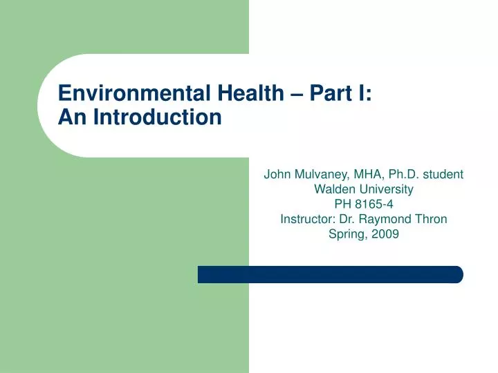 environmental health part i an introduction