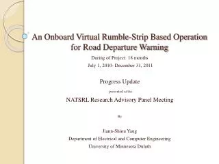 An Onboard Virtual Rumble-Strip Based Operation for Road Departure Warning
