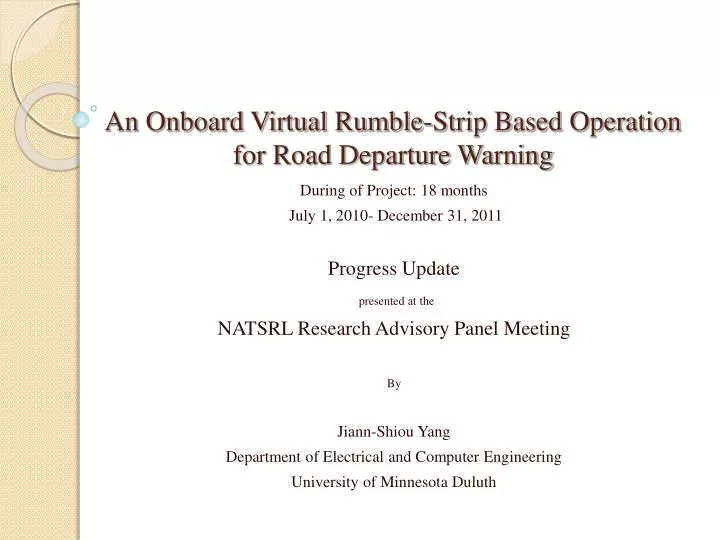 an onboard virtual rumble strip based operation for road departure warning