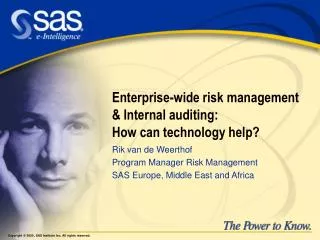 Enterprise-wide risk management &amp; Internal auditing: How can technology help?
