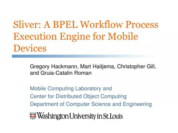 sliver a bpel workflow process execution engine for mobile devices