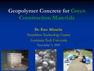 Geopolymer Concrete for Green Construction Materials