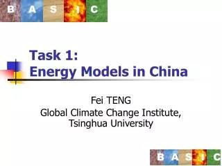 Task 1: Energy Models in China