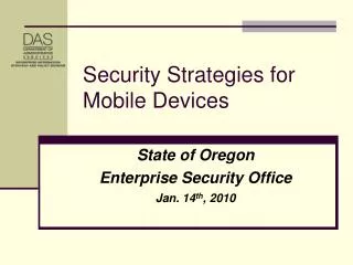 Security Strategies for Mobile Devices