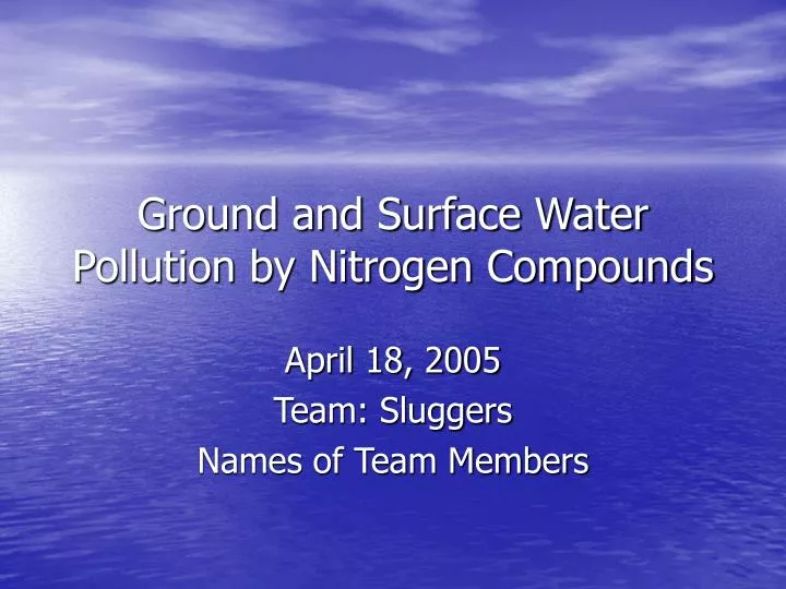 ground and surface water pollution by nitrogen compounds