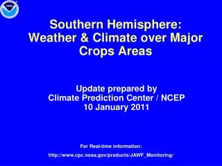 Southern Hemisphere: Weather &amp; Climate over Major Crops Areas