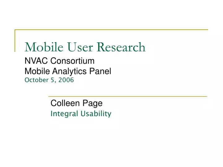 mobile user research nvac consortium mobile analytics panel october 5 2006