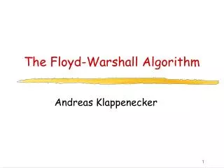 The Floyd-Warshall Algorithm