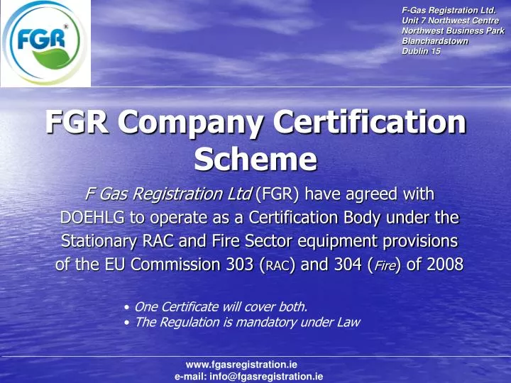 fgr company certification scheme