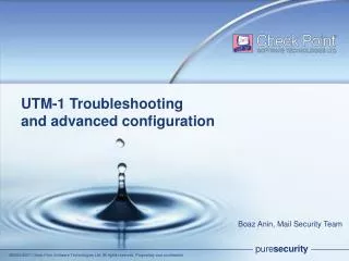 UTM-1 Troubleshooting and advanced configuration