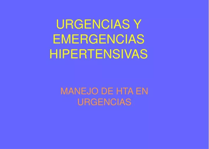 urgencias y emergencias hipertensivas