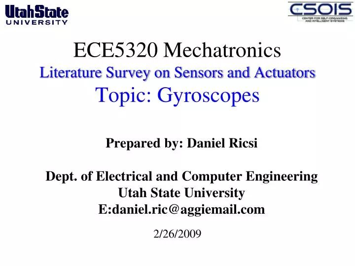 ece5320 mechatronics literature survey on sensors and actuators topic gyroscopes
