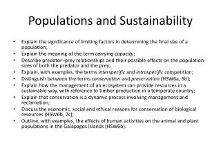 Populations and Sustainability