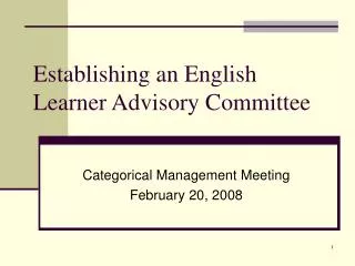 Establishing an English Learner Advisory Committee