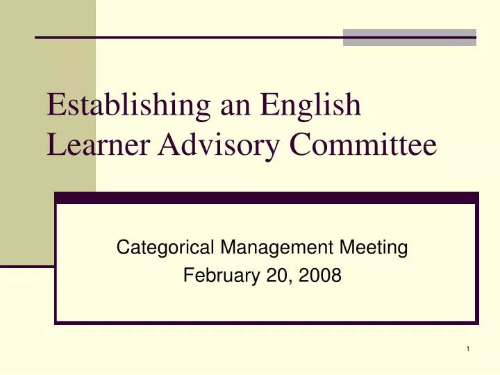 establishing an english learner advisory committee