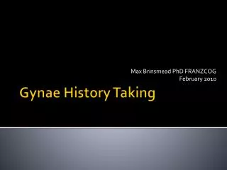 Gynae History Taking
