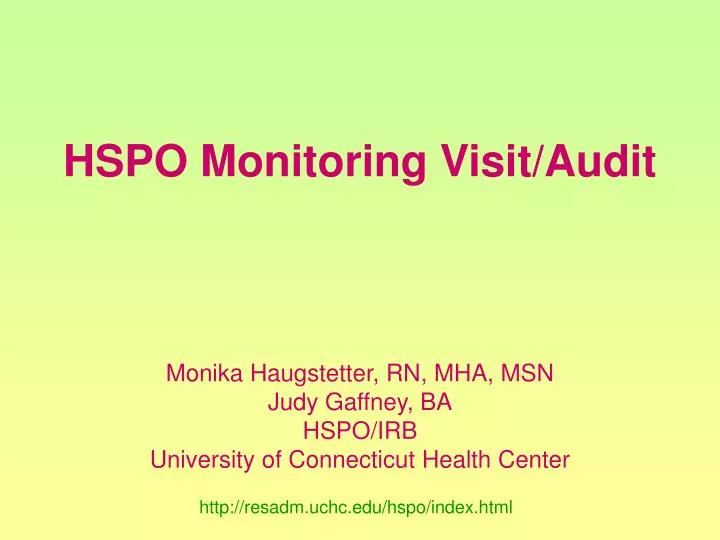 hspo monitoring visit audit