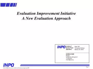 Evaluation Improvement Initiative A New Evaluation Approach