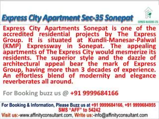 Express Builder City Apartments sect 35 Sonepat @09999684166