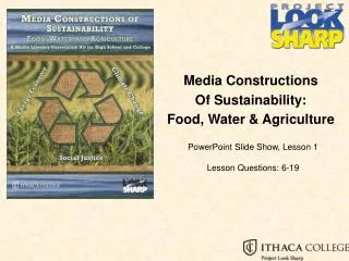 Media Constructions Of Sustainability: Food, Water &amp; Agriculture